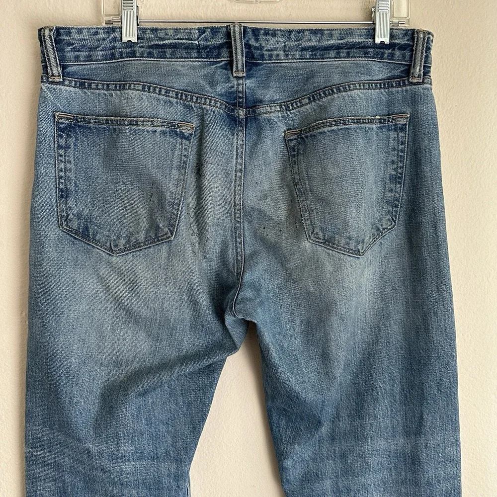 Gap Jeans Mens 35x30 Blue White Oak Cone Denim Made in USA Button Fly Straight